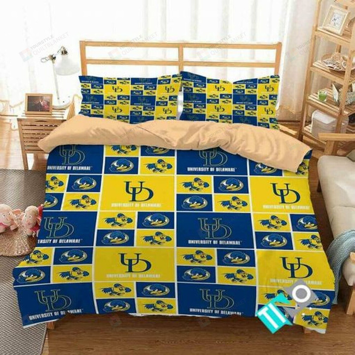 Ncaa Delaware Blue Hens Bed Sheets Spread Duvet Cover Bedding Set