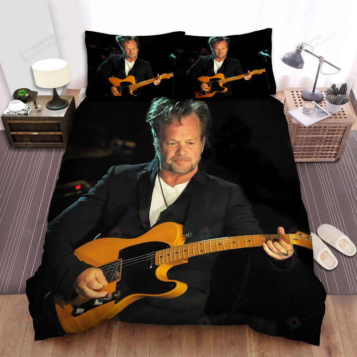 John Mellencamp And Guitar Quilt Bed Set