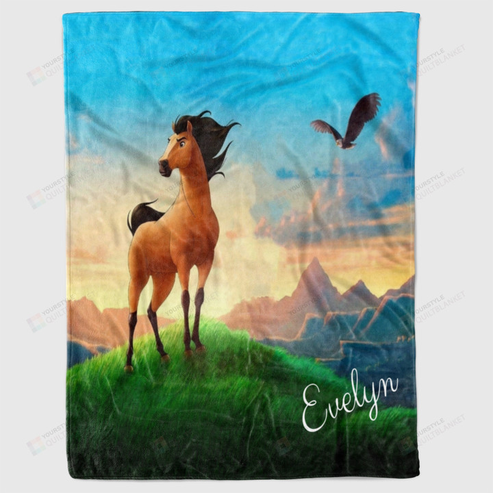 Personalized Spirit Horse Sherpa Fleece Blanket
