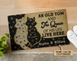 Personalized Cat Couple Old Tom And Queen Live Here Customized Doormat - 2