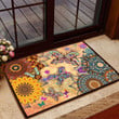 Butterflys On Mandala Pattern Floral Background Doormat - 2