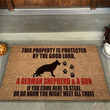 This Property Is Protected German Shepherd Dog Coir Pattern Print Doormat - 1