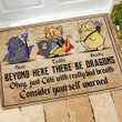 Cat Custom Beyond Here Therell Be Dragons Cat With Really Bad Breath DnD Personalized Gift   Personalized Welcome Coir Door Mats - 2
