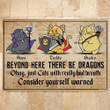 Cat Custom Beyond Here Therell Be Dragons Cat With Really Bad Breath DnD Personalized Gift   Personalized Welcome Coir Door Mats - 4