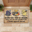 Cat Custom Beyond Here Therell Be Dragons Cat With Really Bad Breath DnD Personalized Gift   Personalized Welcome Coir Door Mats - 3
