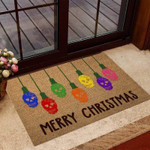 Merry Christmas Skull Coir Pattern Print Doormat - 1