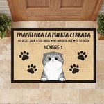 Mantenga La Puerta Cerrada Spanish Funny Personalized Cat Doormat DHC04061733 - 1