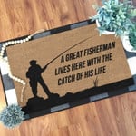 A great fisherman lives here with the catch of his life Doormat - 1