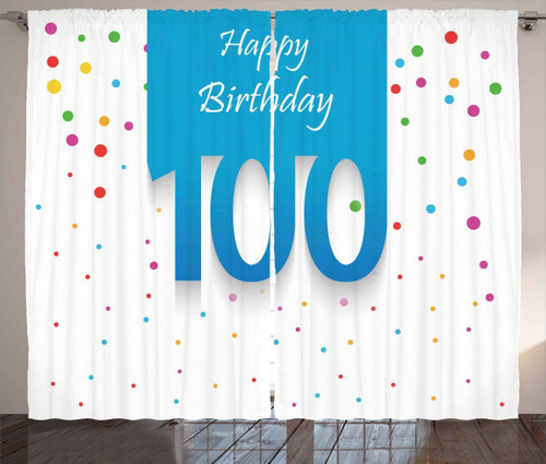 100 Years Birthday Colorful Dots Printed Window Curtain Home Decor