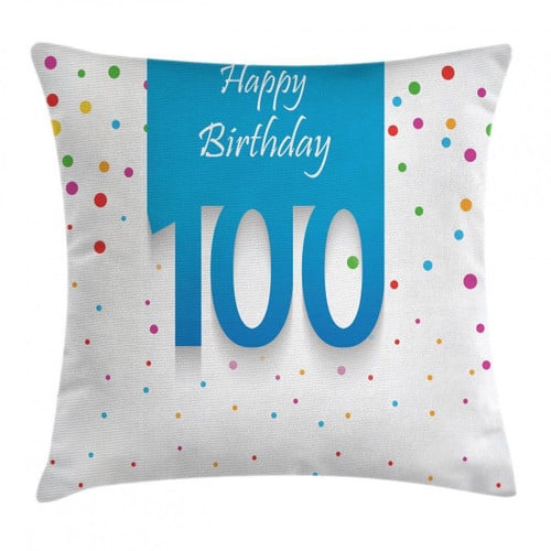 100 Years Birthday Spotted Pattern Printed Cushion Cover