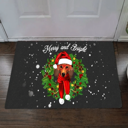 Dachshund Merry And Bright Easy Clean Welcome Doormat - 1