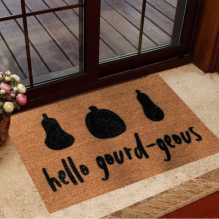 Hello Gourd Geous Doormat Pumpkin Autumn Doormat Funny Housewarming Gift - 1
