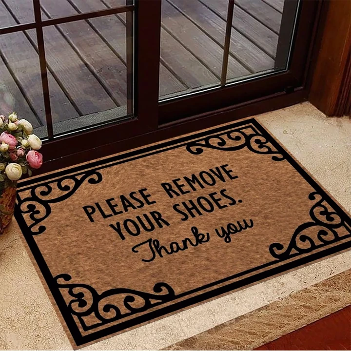 Please Remove Your Shoes Thank You Doormat Funny Welcome Door Mat Indoor Outdoor Decor - 1