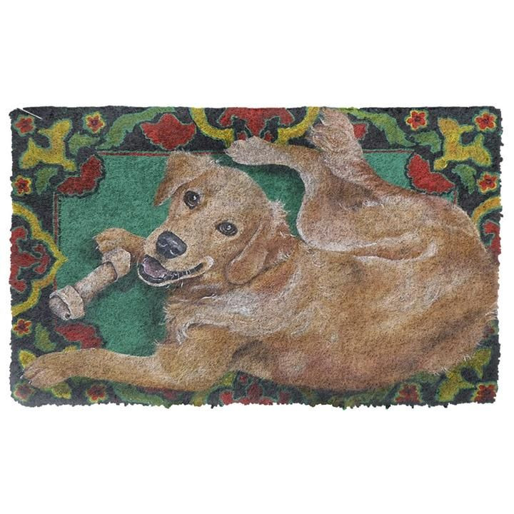 Happy Golden Retriever Dog Doormat - 1