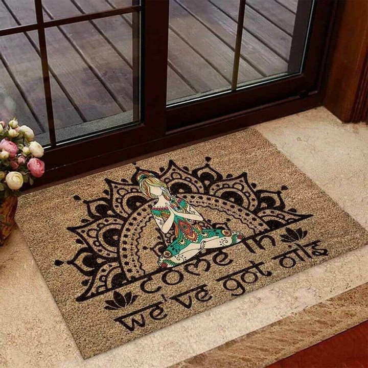 Come In Yoga Coir Pattern Print Doormat - 1