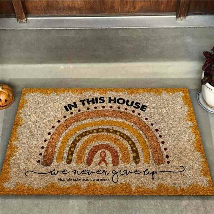 In This House We Never Give Up Multiple Sclerosis Awareness Coir Pattern Print Doormat - 1