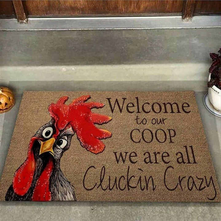 Welcome To Our Coop Chicken Coir Pattern Print Doormat Doormat - 1