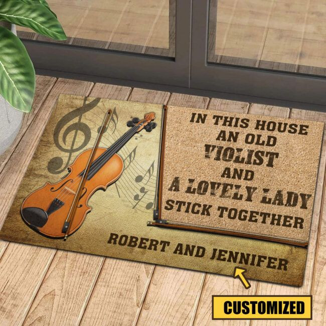 Love Violin Personalized Doormat DHC070687 - 1