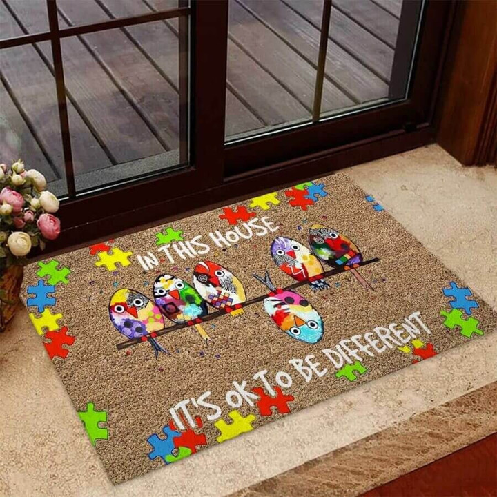 In This House Its Ok To Be Different Autism Awareness Doormat DHC04065039 - 1