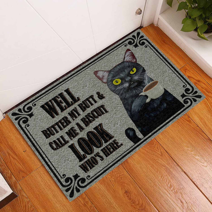 Look Whos Here Black Cat Doormat DHC04065610 - 1