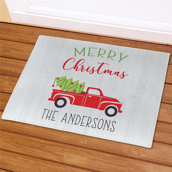 Merry Christmas Pickup Truck Personalized Doormat DHC05062034 - 1