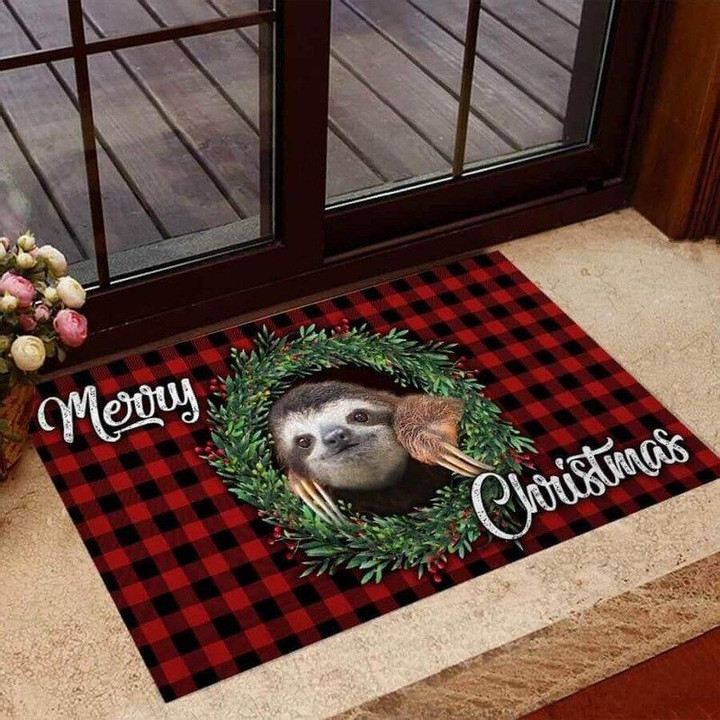 Merry Christmas Sloth Doormat - 1