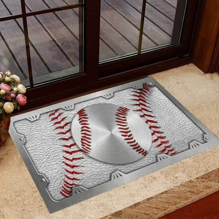 Baseball Metal Pattern Print Doormat - 1