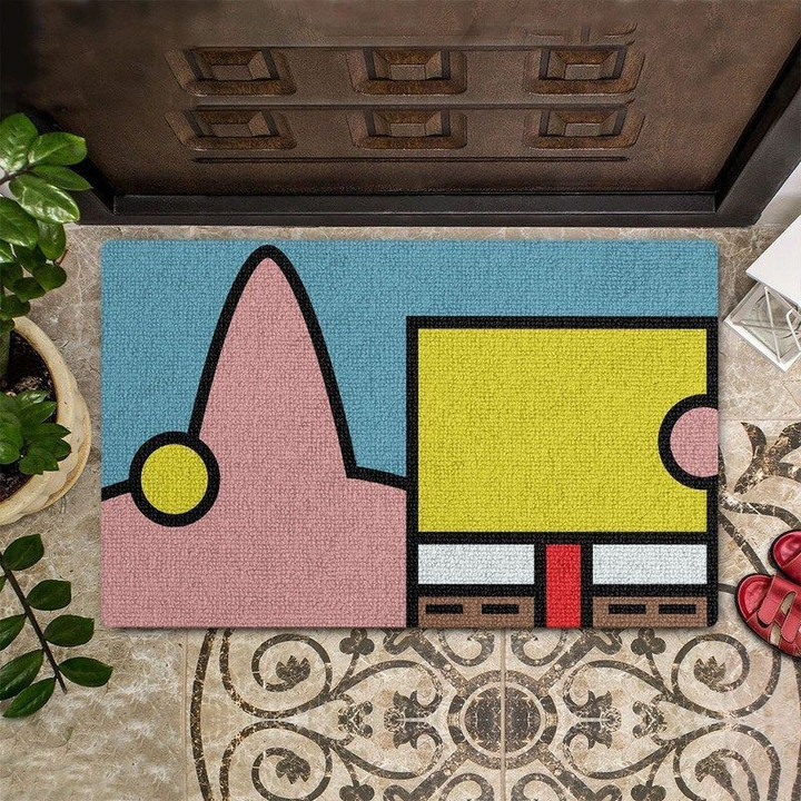 Spongebob Patrick Star  Spongebob Squarepants Lover Housewarming gift  Nerdy Rug Doormat - 1