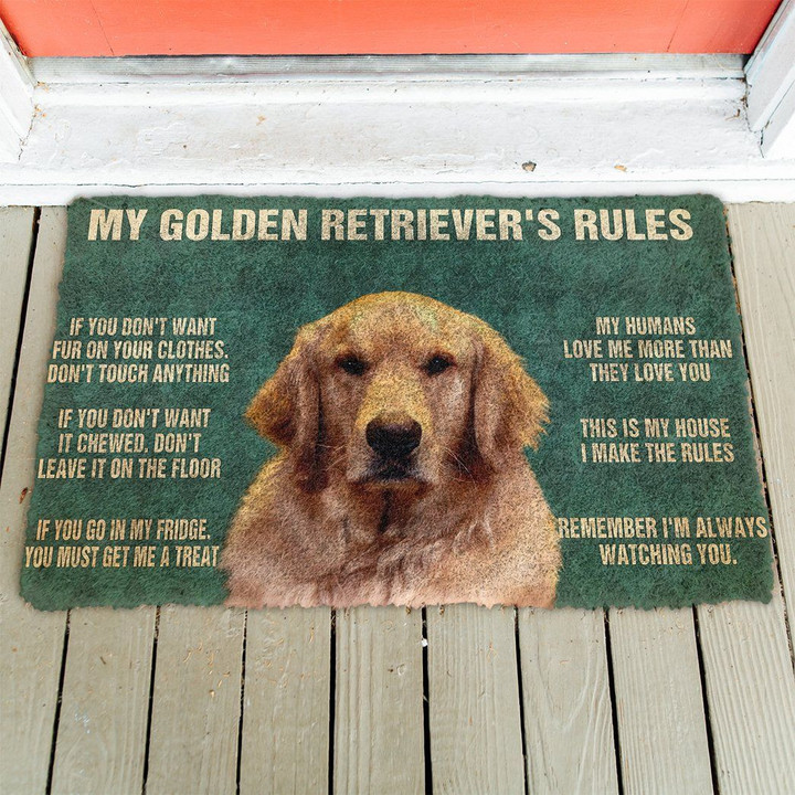 My Golden Retrievers Rules Doormat DHC04062888 - 1