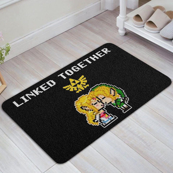 Linked Together  Legend of Zelda Lover  Special Gift  Classic Game Lover Doormat - 1