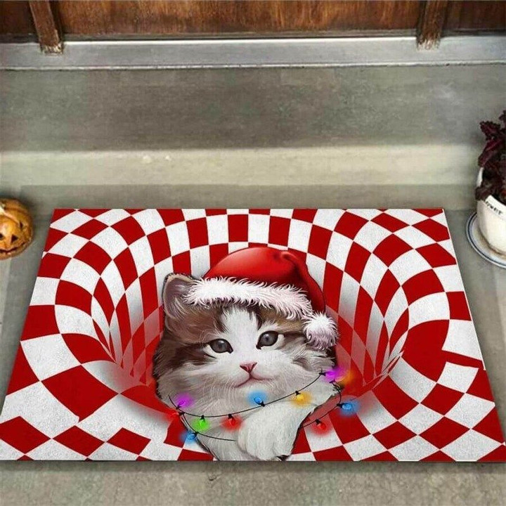 Meowy Christmas Cat Doormat - 1