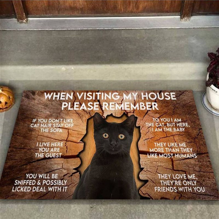 When Visiting My House Please Remember Black Cat Doormat - 1