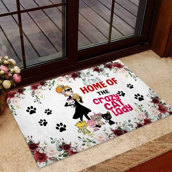 Home Of The Crazy Dog Lady Cat Doormat - 1