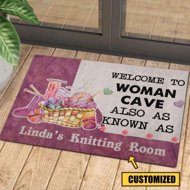 Love Knitting Personalized Doormat DHC070676 - 1
