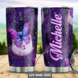 Butterfly Personalized Tumbler Cup Purple Stainless Steel Tumbler Cup