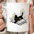 Cute Book Cat Mug, Funny Book Lover Mug, Cat Book Mug, Cat Lover Mug, Cat Day Mug, Reader Bookish Mug, Book Nerd Mug, Floral Book Art Mug