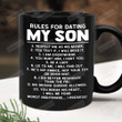 Rules For Dating My Son Mug, Gifts For Son, Funny Gifts For Son, Gifts From Mom, Family Gifts For Son