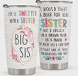 Sister Tumbler Gifts, Gifts For Sisters From Sister, I Would Fight A Bear For You Sister Tumbler