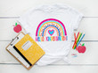 Hello Kindergarten Shirts, Teach Love Inspire Shirt, Back To School Shirt, First Grade Teacher Tee, Teacher Appreciation Tee, 1st Day Of School Shirt, Rainbow Teacher Shirt