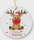 Reindeer Merry Christmas Ornament, Reindeer Lover Gift Ornament, Christmas Gift Ornament
