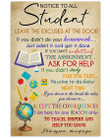 Notice To All Students Poster Canvas, Leave The Excuses At The Door Poster Canvas, Classroom Poster Canvas