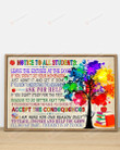 Notice To All Students Poster Canvas, Back To School Poster Canvas