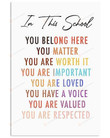 In This School You Belong Here Wall Art Poster Canvas, Back To School Gift Poster Canvas Art