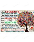Dear Students I Care About You Poster Canvas, Colorful Tree Poster Canvas, Gift For Elementary Middle High School Classroom Poster Canvas