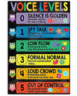 Colorful Letters Voice Levels Poster/Canvas - Art Picture Home Decor Wall Hangings Classroom Decorations Gifts Full Size For Students, Teachers On Back To School Day