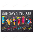 God Says You Are Poster Canvas, Crayons Art Poster Canvas, Classroom Poster Canvas