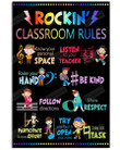 Music Classroom Wall Art Poster Canvas, Rockin Classroom Rules Poster Canvas, Back To School Gift Poster Canvas Art
