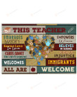 Blue Handprint Heart Classroom Poster Canvas, This Teacher Embraces Diversity Poster Canvas, Classroom Decor Poster Canvas