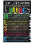 Music Classroom Poster Canvas, In This Classroom We Are Expected To Learn Music Poster Canvas, Classroom Decor Poster Canvas