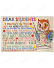 Personalized Owl Teacher Dear Students Poster Canvas, I Believe In You, I Am Here For You Poster Canvas, Gifts For Student Poster Canvas, Classroom Decor Poster Canvas